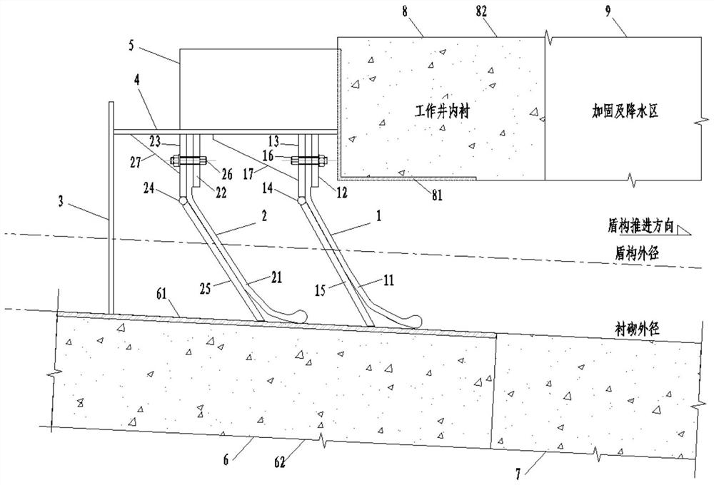 Starting tunnel portal sealing structure for slurry balance shield and construction method