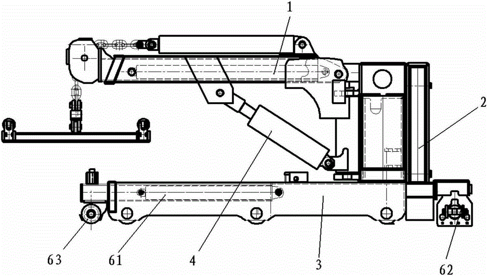 A middle tank hydraulic crane