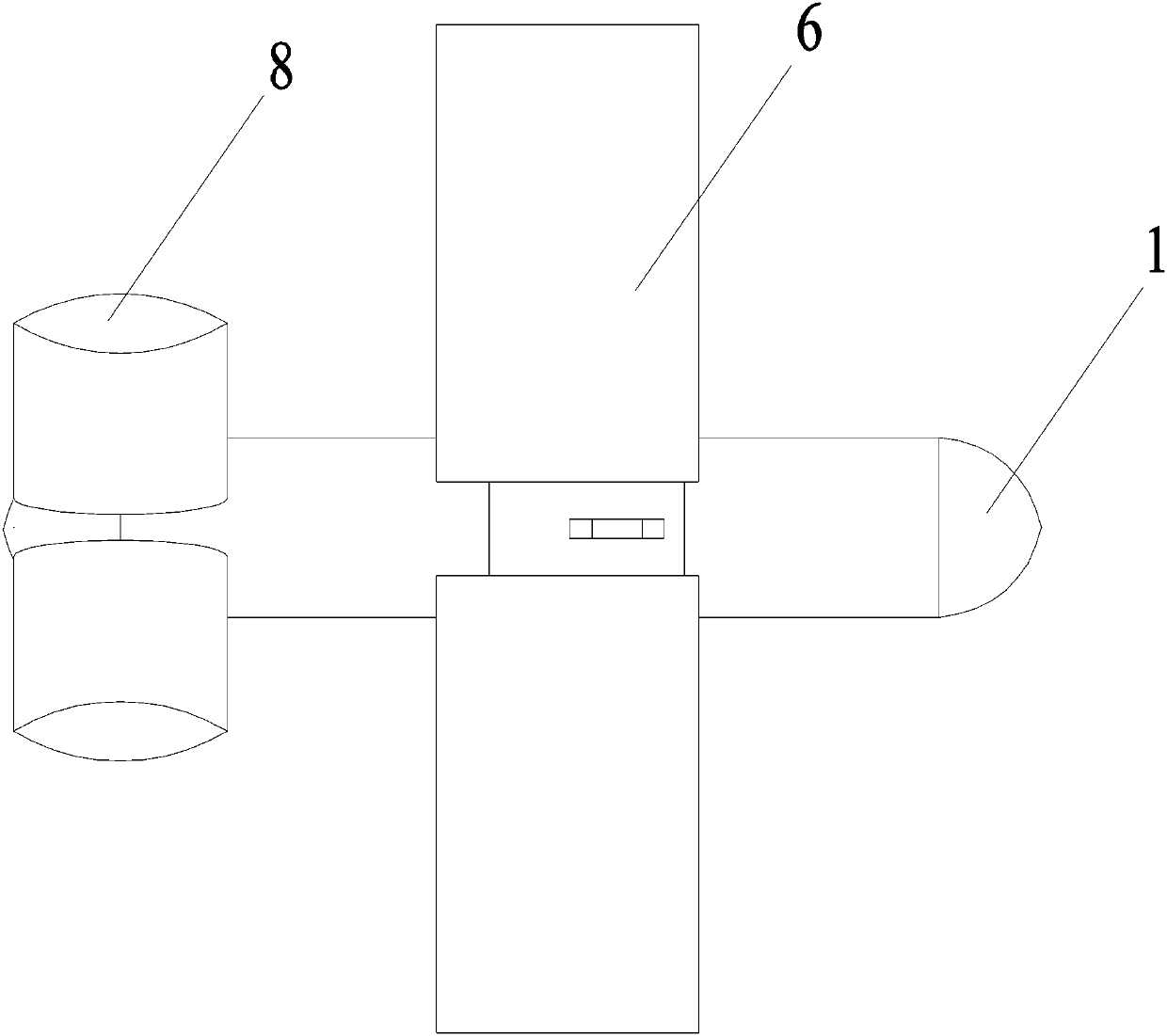 'X'-shaped empennage towed body and motion attitude control method thereof