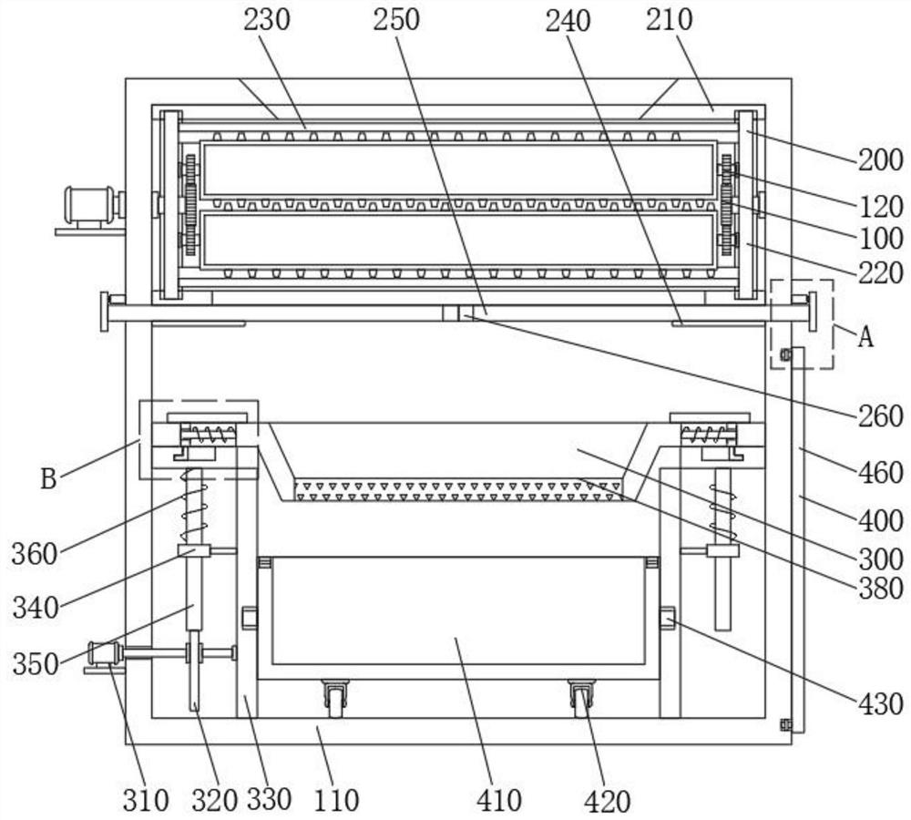 A tobacco machine has an internal cleaning structure