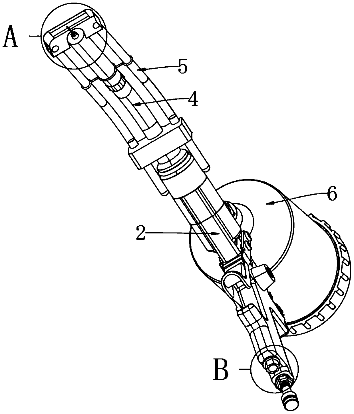 Automatic collecting device for combustion waste gas generation area and provided with swing rod