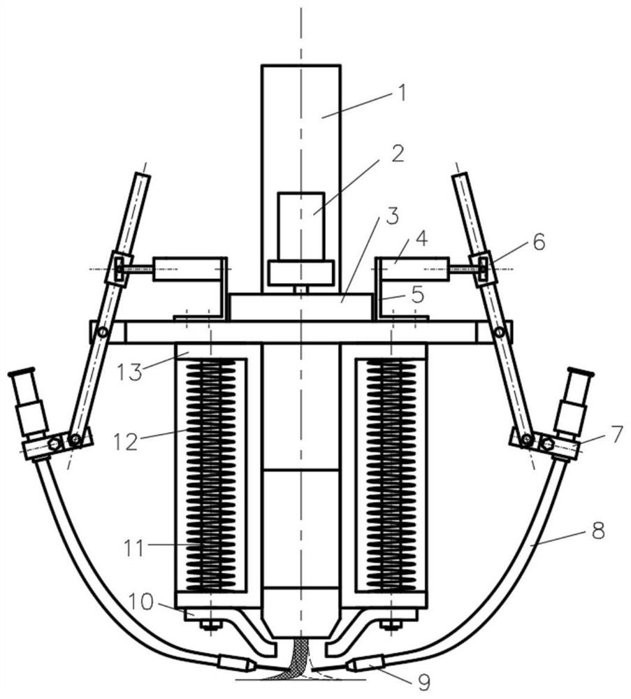 Magnetic control plasma arc additive manufacturing electric arc and wire tail end position matching method