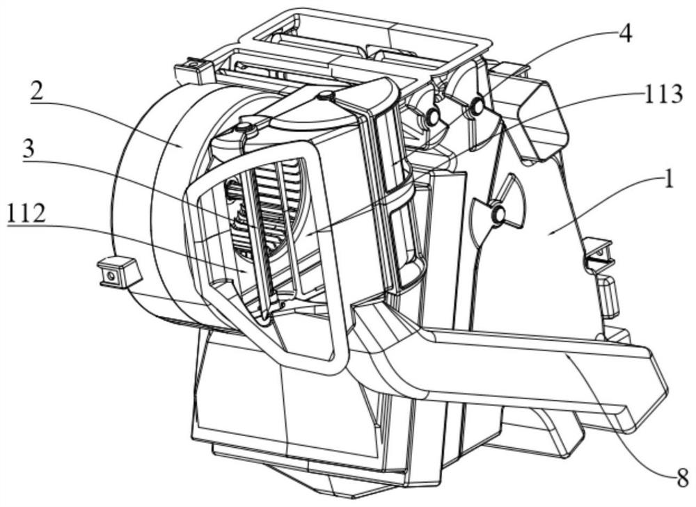 Air conditioning box structure, air conditioning system and electric automobile