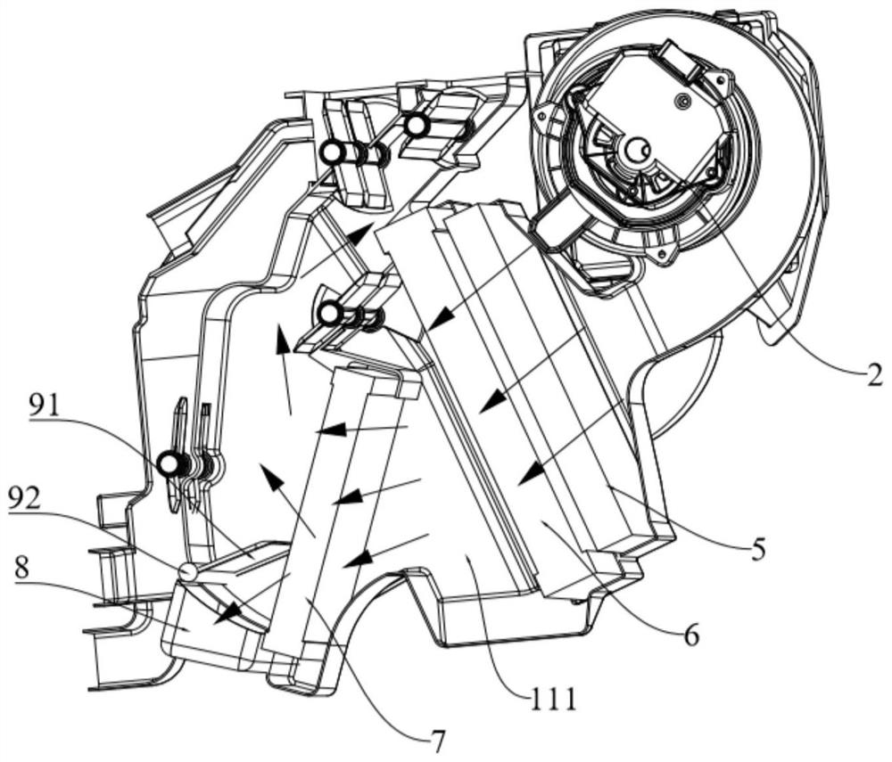 Air conditioning box structure, air conditioning system and electric automobile