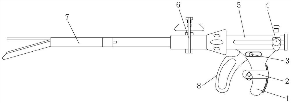 A laparoscopic cutting stapler with anvil that can move up and down and rotate