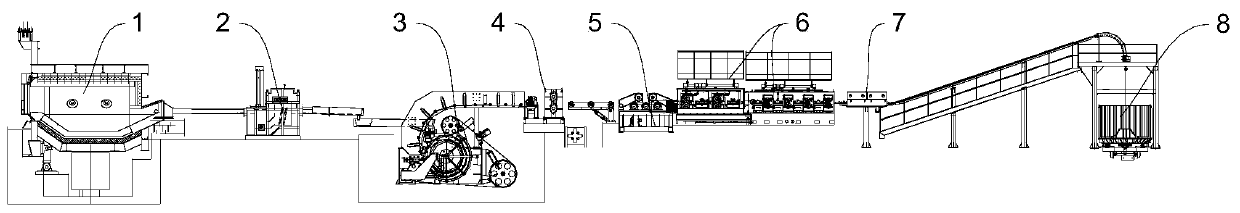 Aluminum rod continuous casting and rolling production line