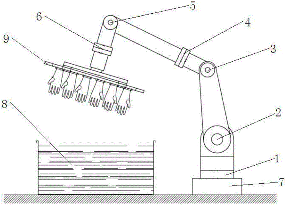 Multi-joint all-dimensional glove gum dipping device