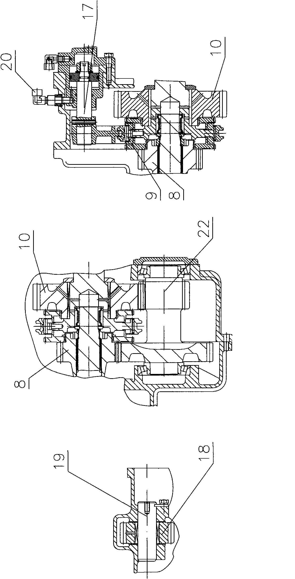 Light-duty automotive transmission with main box and secondary box