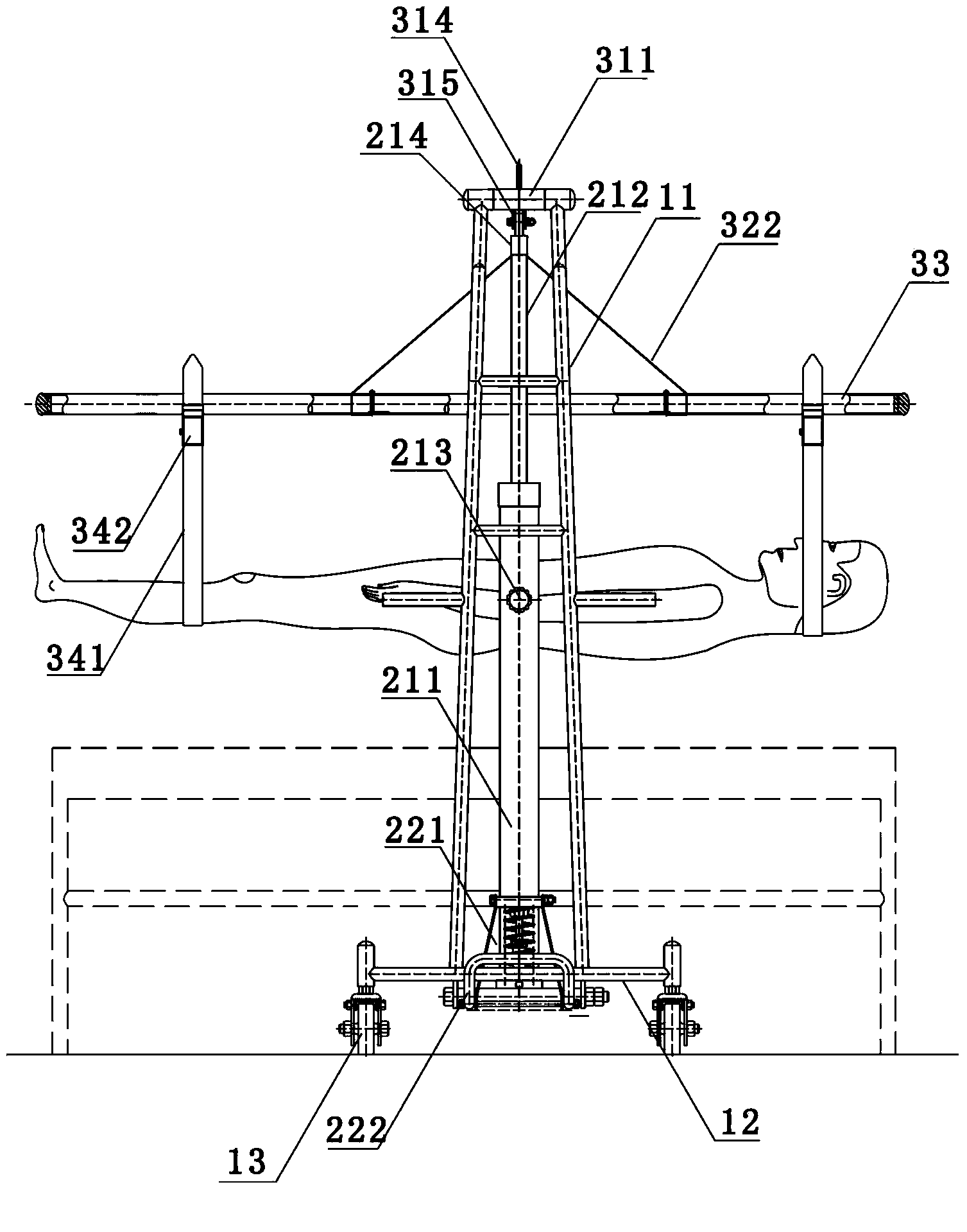 Bed changing crane for patients