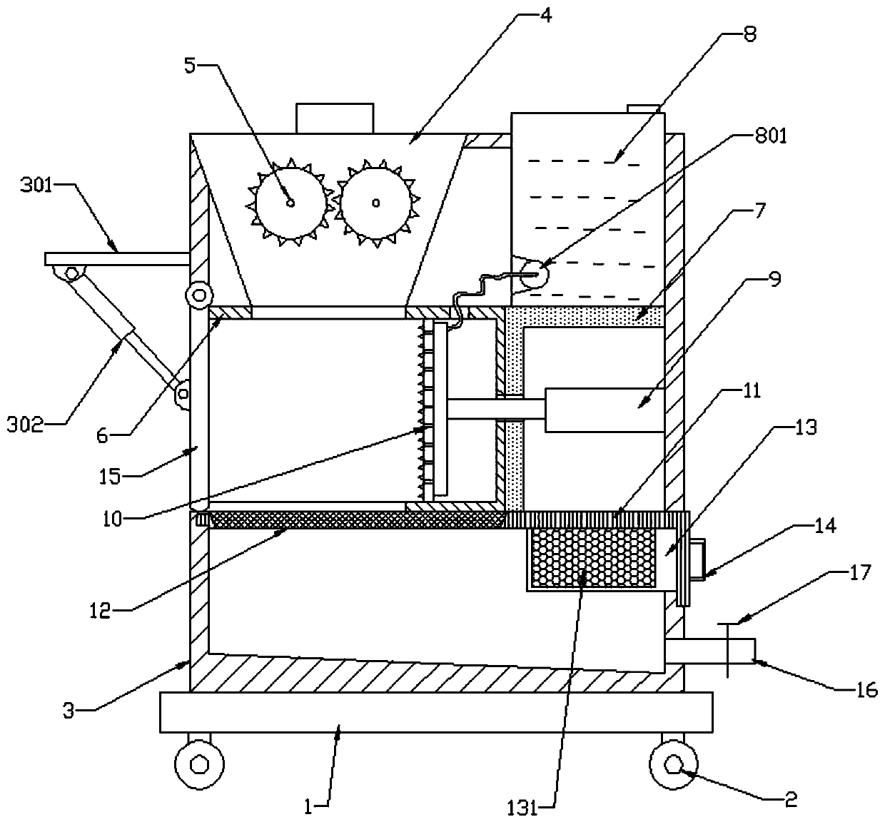 Medical waste solid-liquid separating device with good separation effects