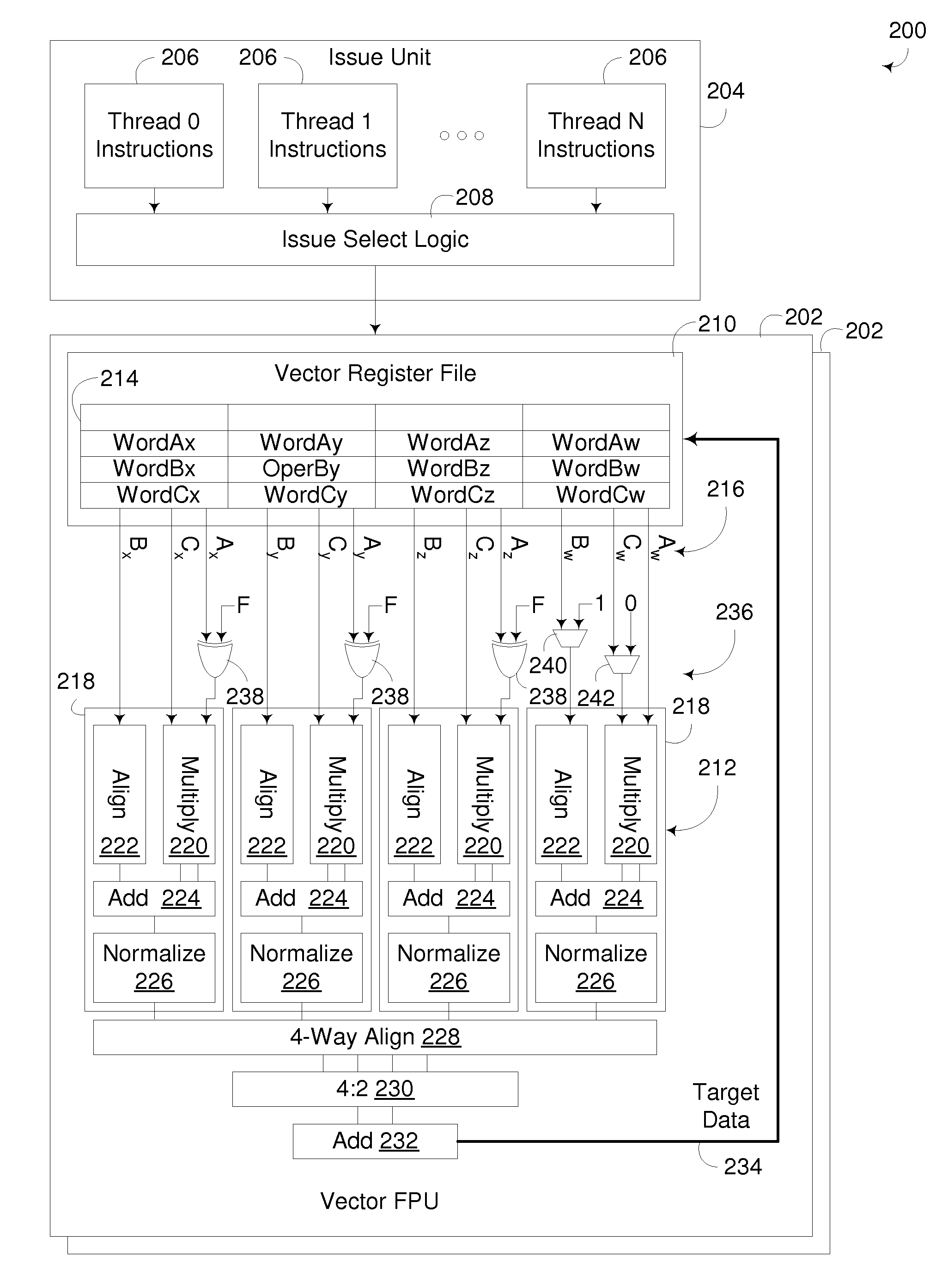 Floating Point Execution Unit for Calculating a One Minus Dot Product Value in a Single Pass