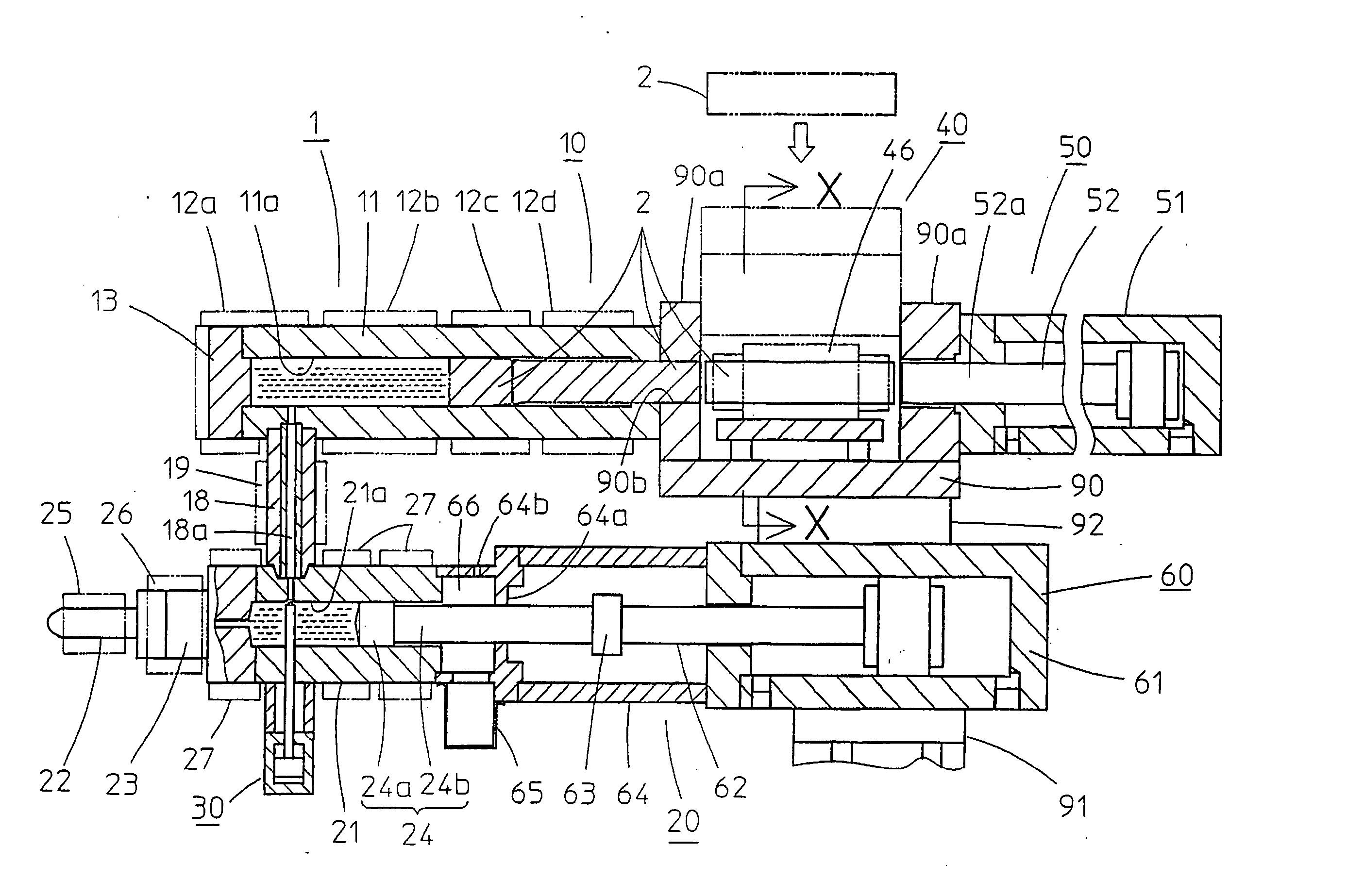 Injection device for light metal injection molding machine