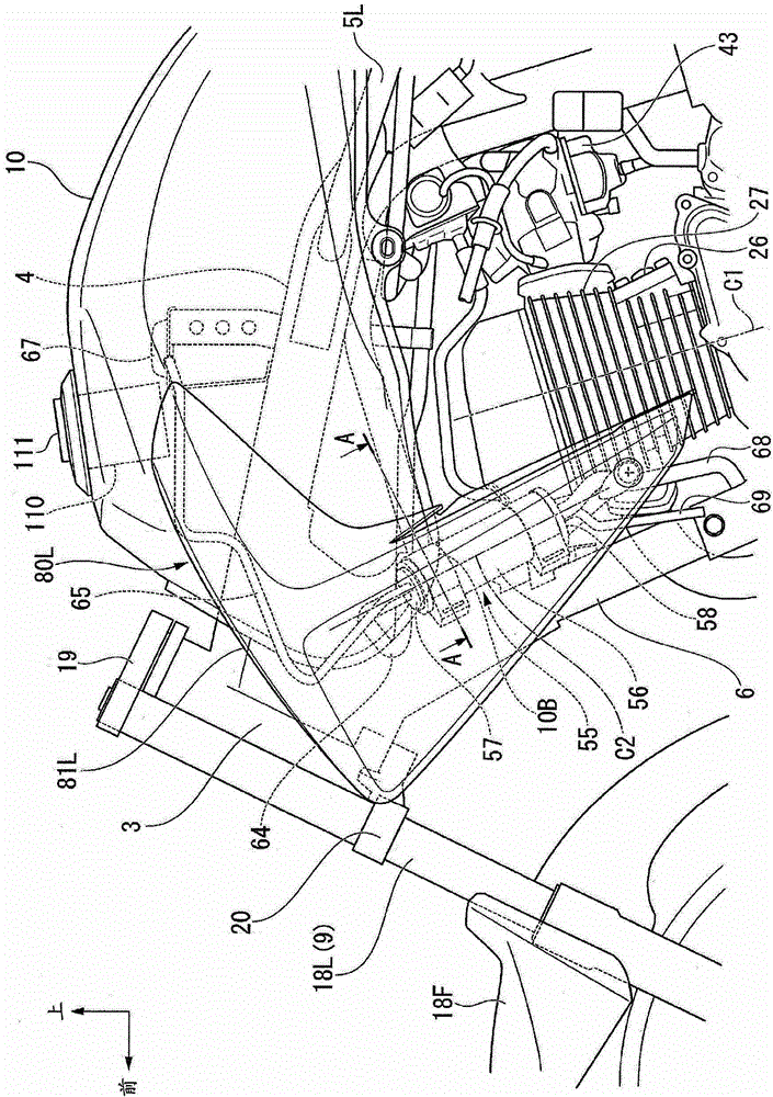 Carbon canister configuration structure of riding type vehicle