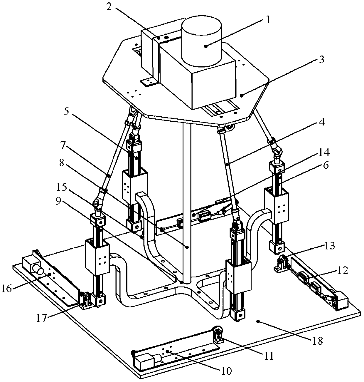 Camera adjusting device based on parallel mechanism two-degree-of-freedom redundant driving