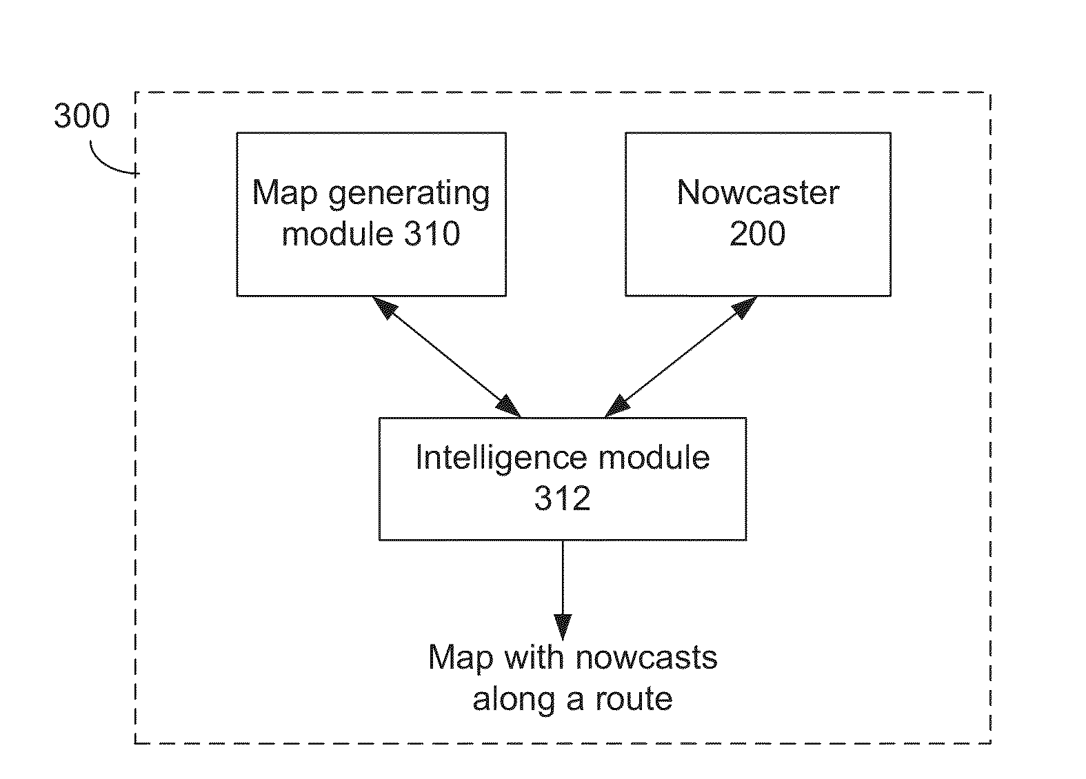 Method and system for displaying nowcasts along a route on a map