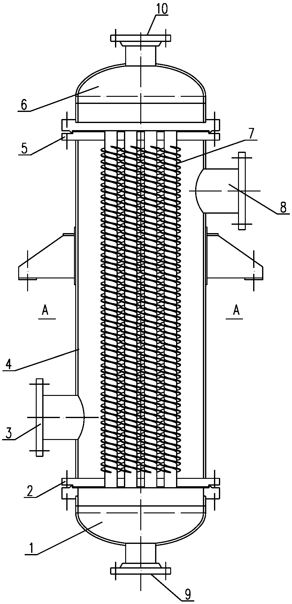 Self-support double spiral finned tube heat exchanger