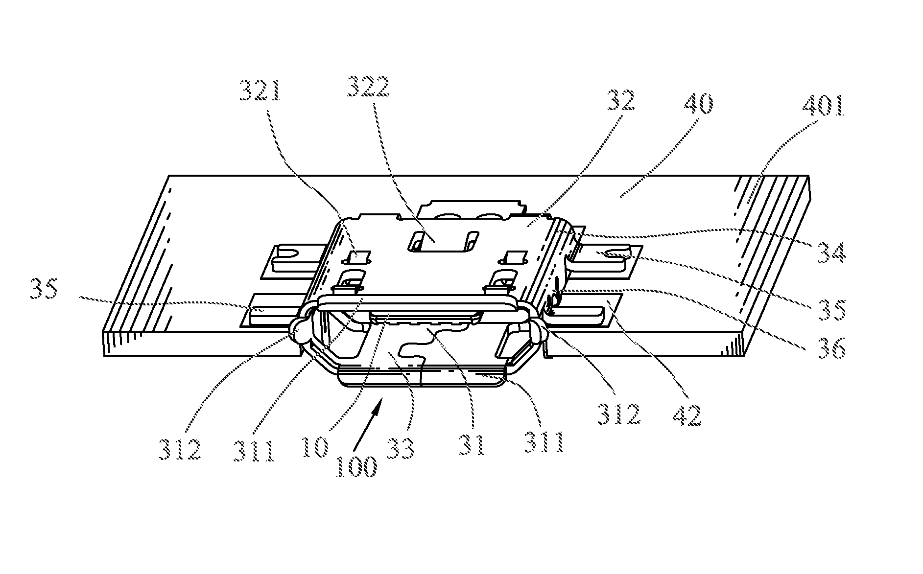 Electrical connector soldered on a printed circuit board