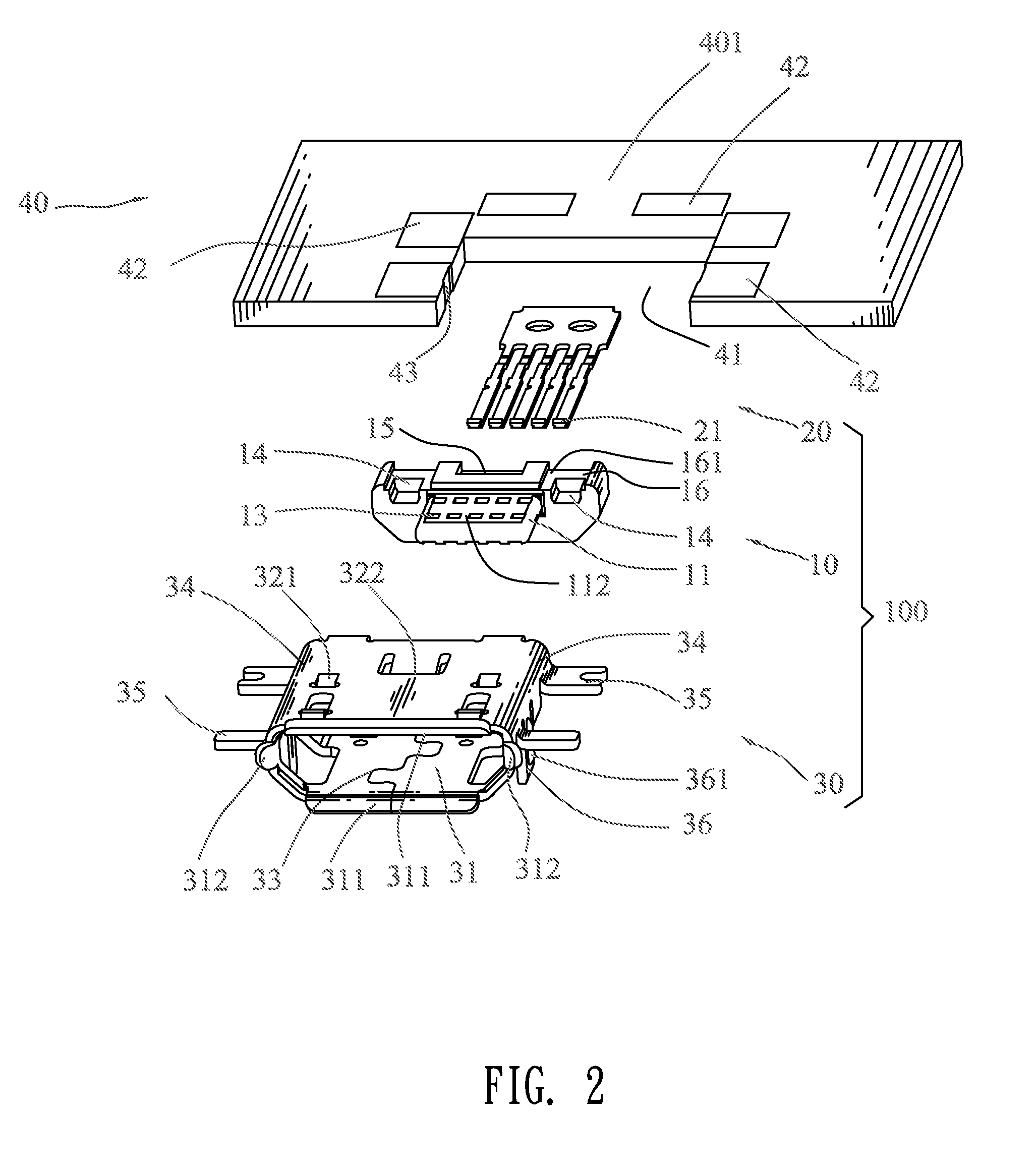 Electrical connector soldered on a printed circuit board