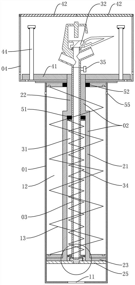 Automatic telescopic water spraying device