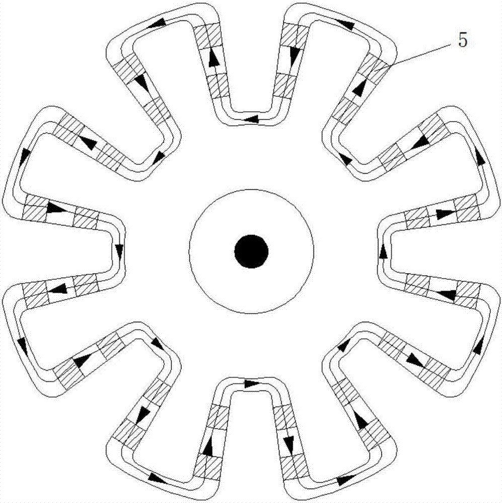 Deicing robot magnetic torque rotary driving device based on magnetically and electrically conductive material