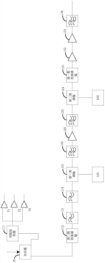 Radio frequency front end circuit for monitoring broadband satellite signal