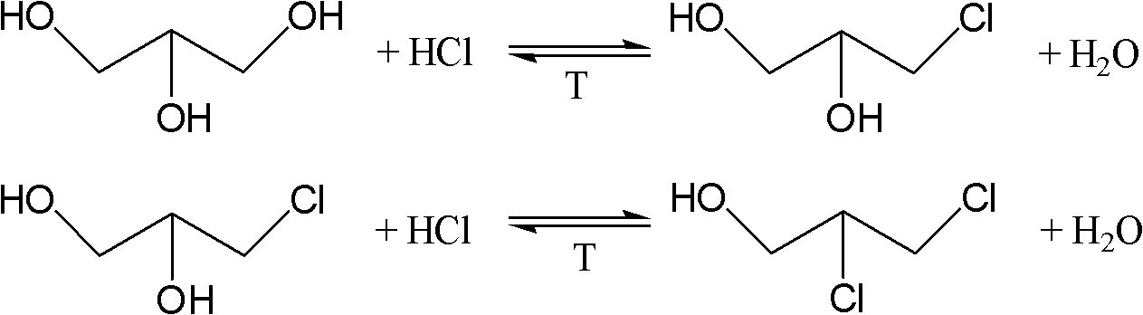 System for preparing dichloropropanol by autocatalytic reaction of glycerol and hydrogen chloride