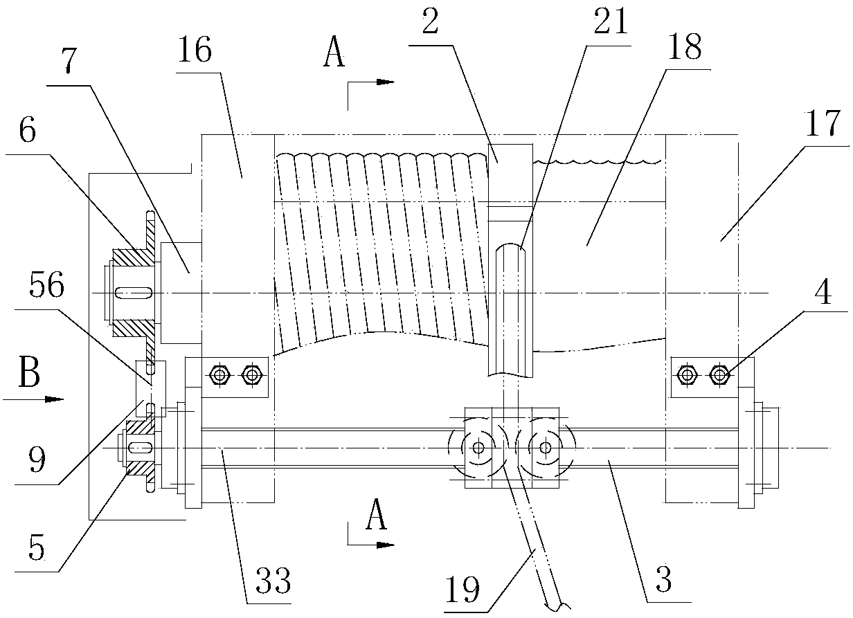 Rope guiding machine with guide rod type adjustable rope guiding device and clamp type rope pressing device