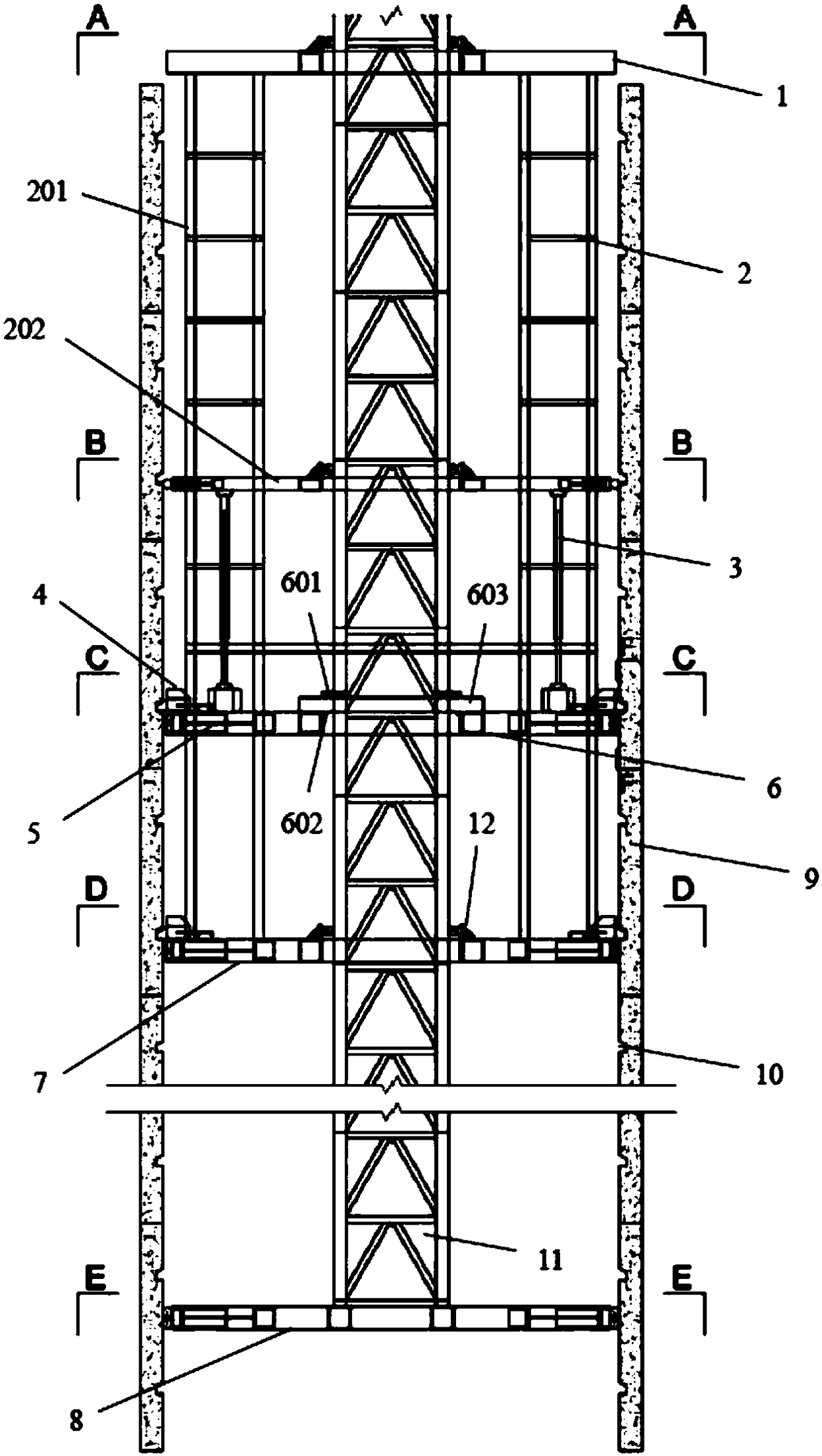 Barrel frame support type steel platform and tower crane integral jacking device and jacking method thereof