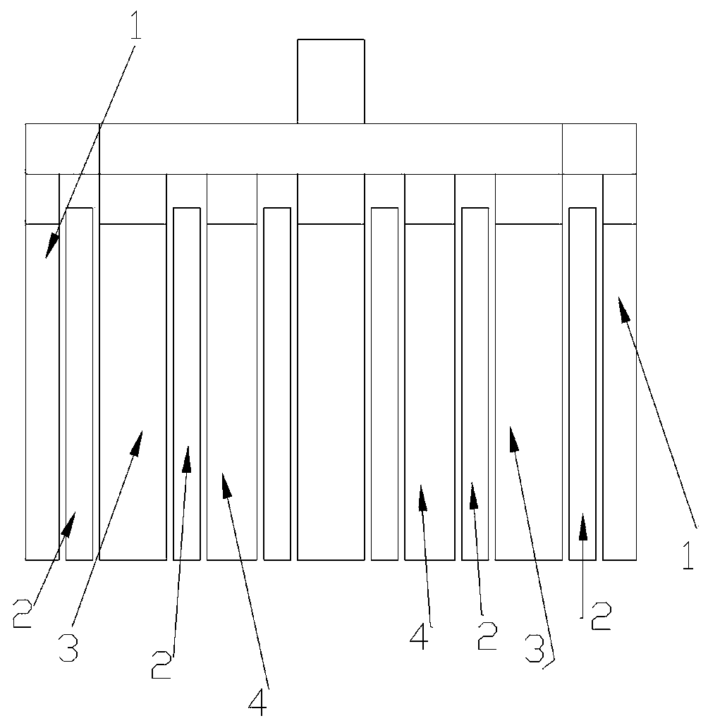 Storage battery with light side negative plates as well as lamination method thereof