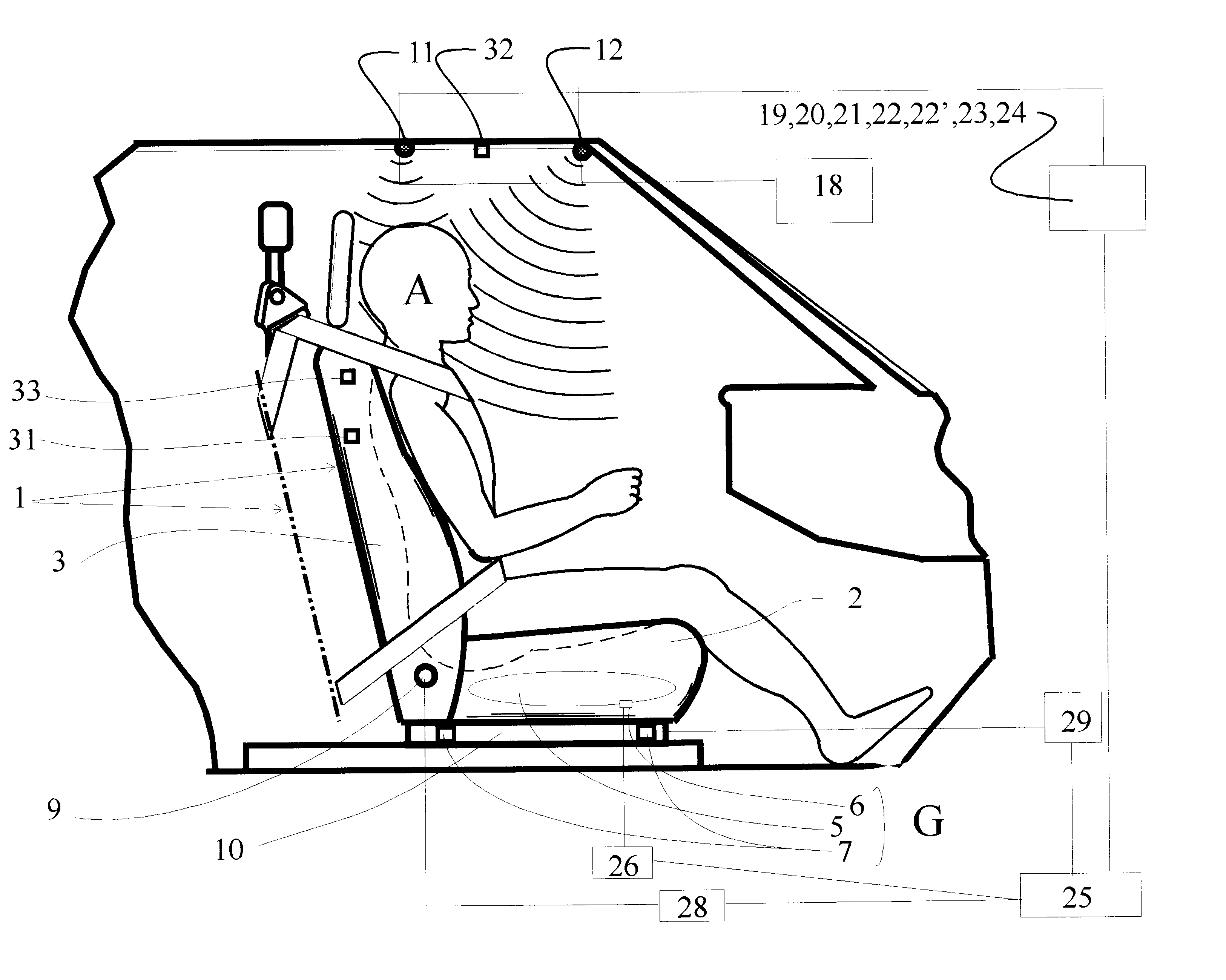 System for determining the occupancy state of a seat in a vehicle and controlling a component based thereon