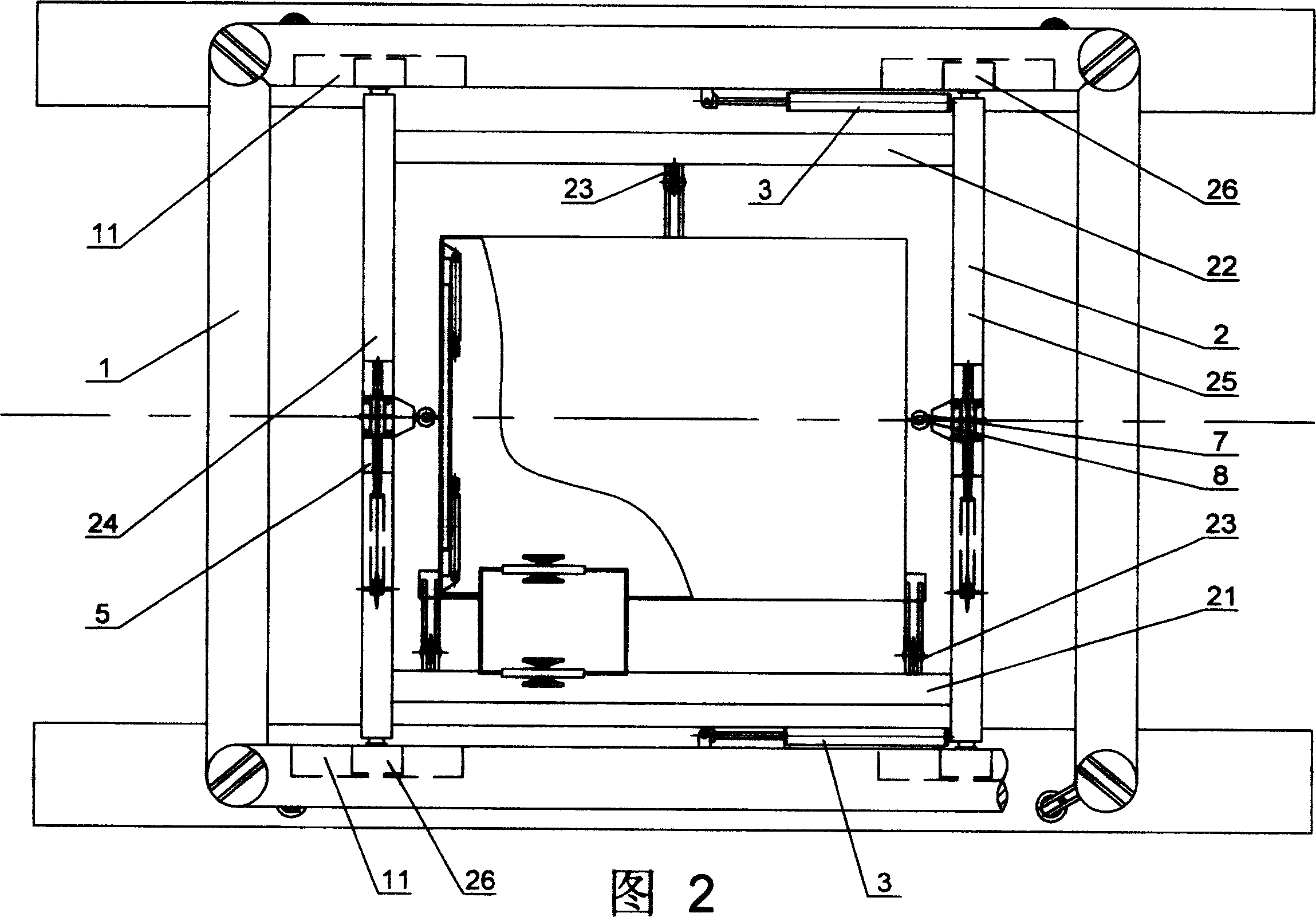 Three-dimensional implementing device for underwater dry type cabin