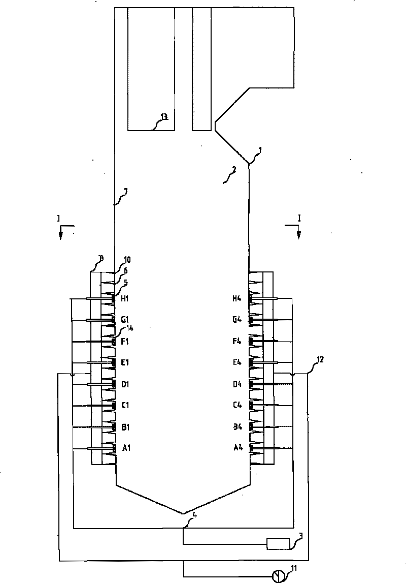 Hexagonal or octagonal tangential arrangement of fuel-oil or fuel-gas single-fireball direct-flow combustors