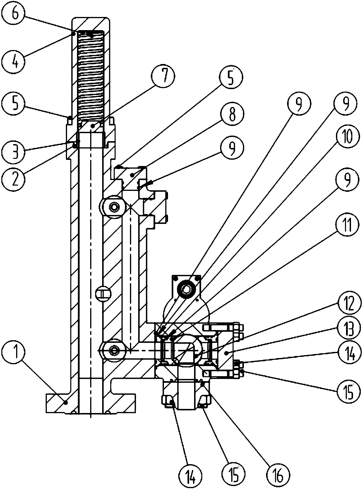 Pressure adjustable type plunger gas-lift wellhead device and monitoring method thereof