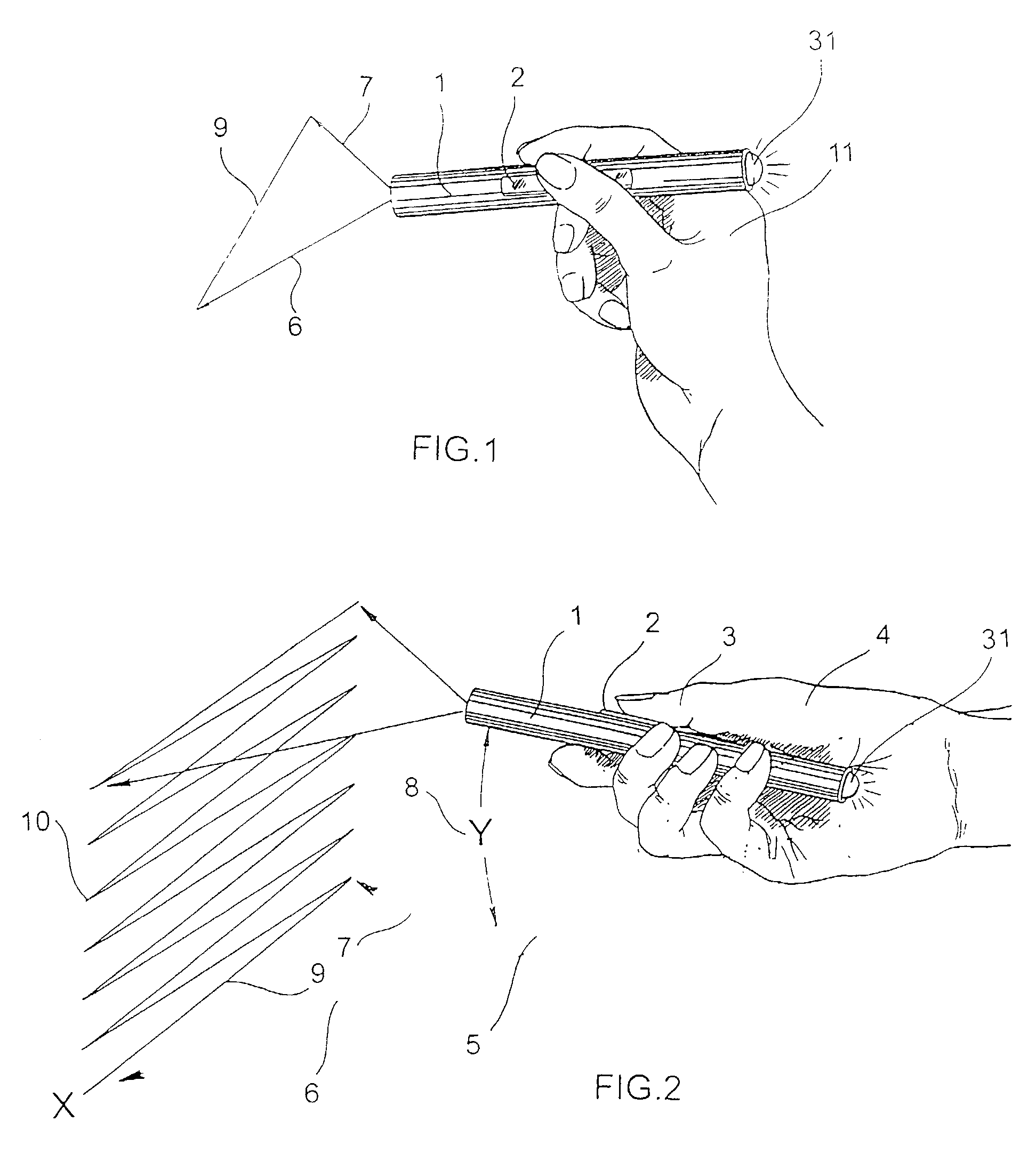 Light beam scanning pen, scan module for the device and method of utilization