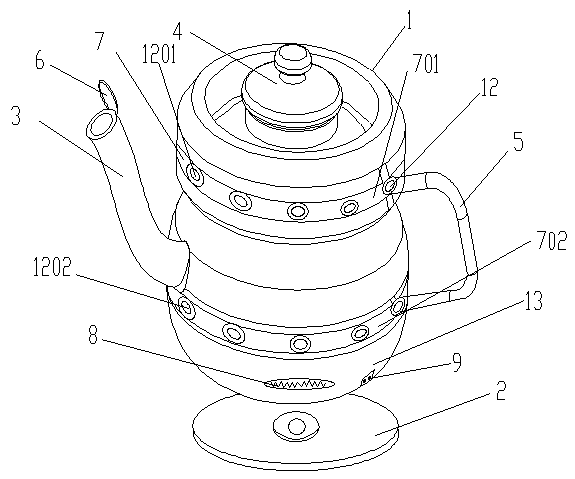 Electric kettle with rotatable handle