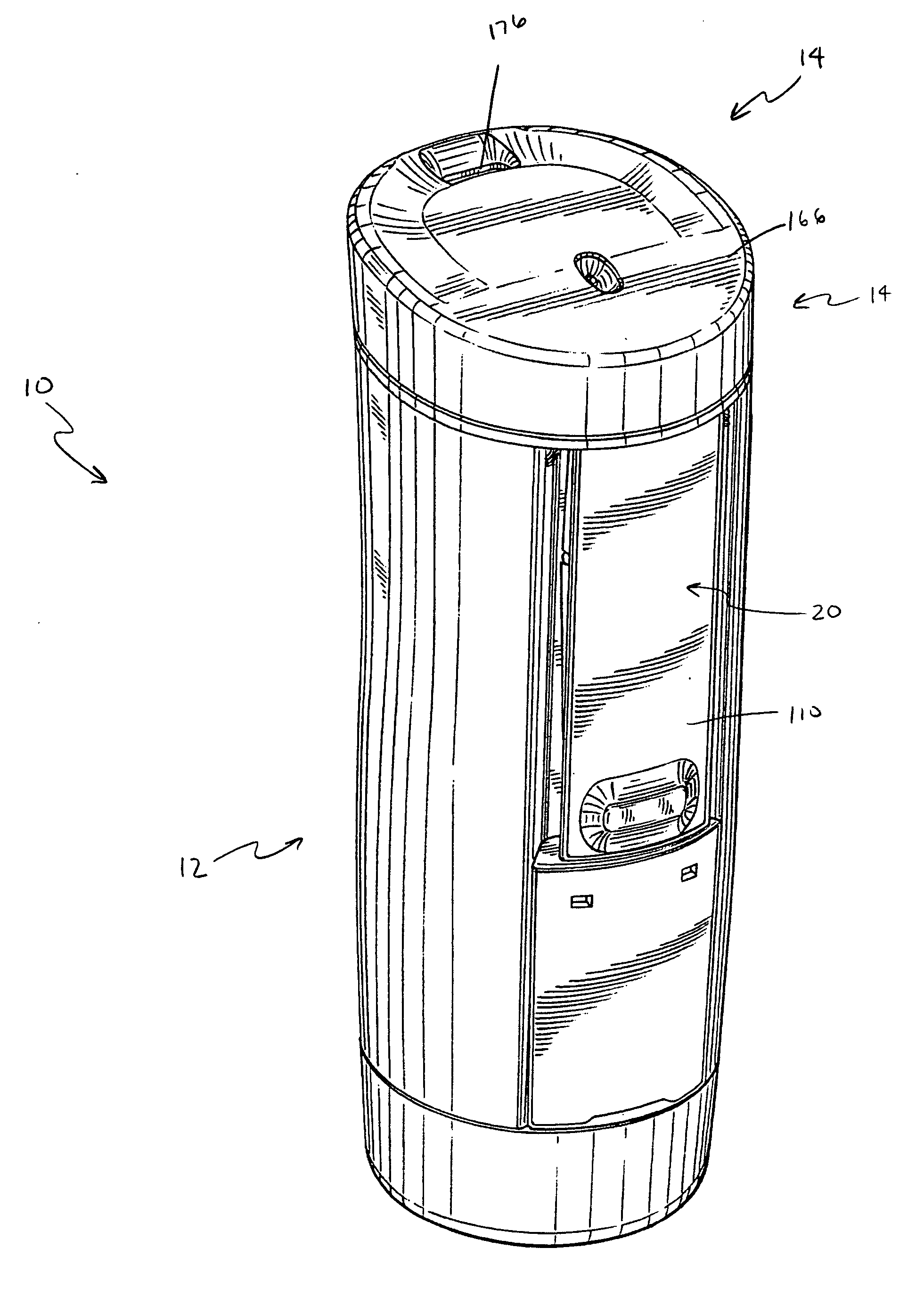 Travel container having drinking orifice and vent aperture seals