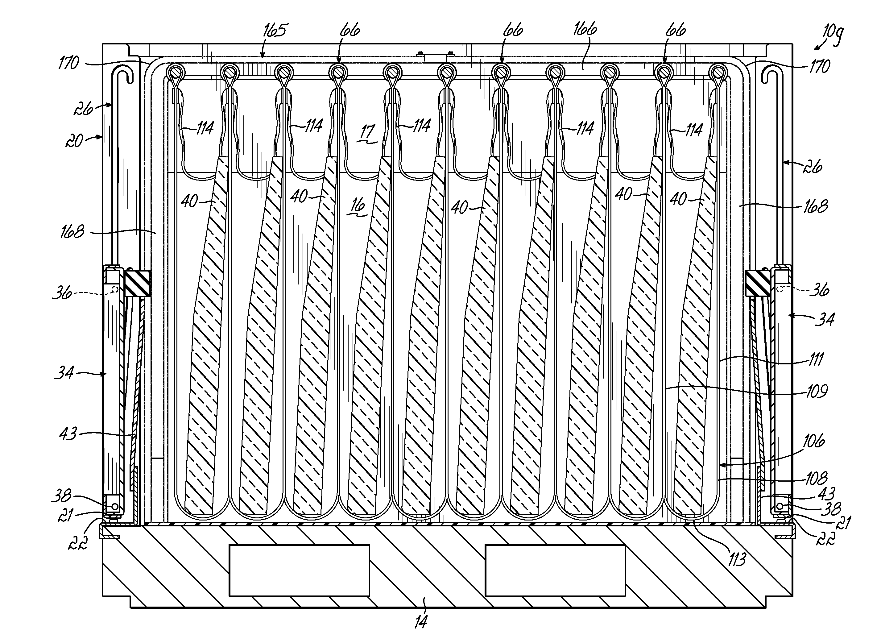 Container Having Metal Outer Frame For Supporting L-Shaped Tracks