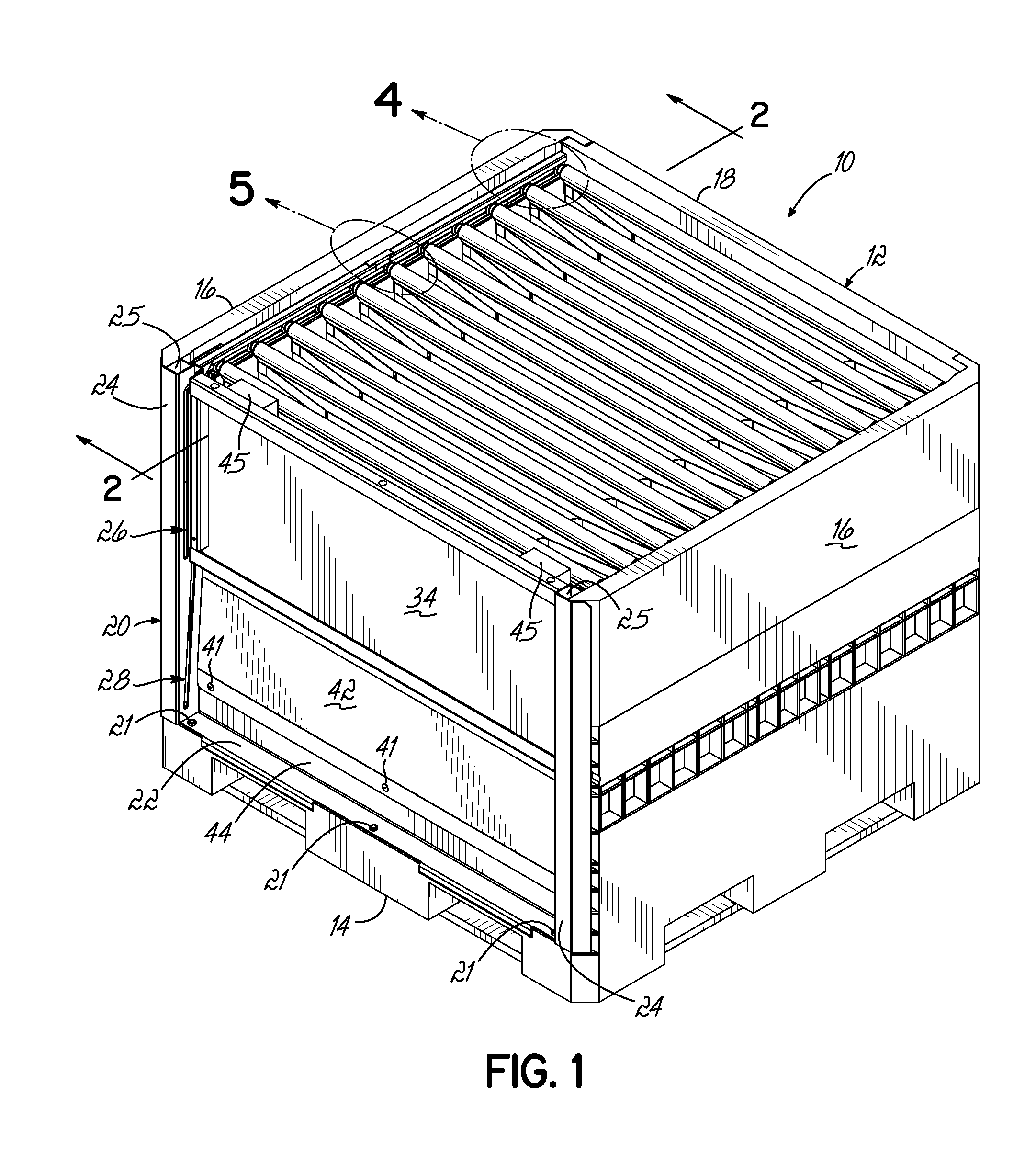 Container Having Metal Outer Frame For Supporting L-Shaped Tracks