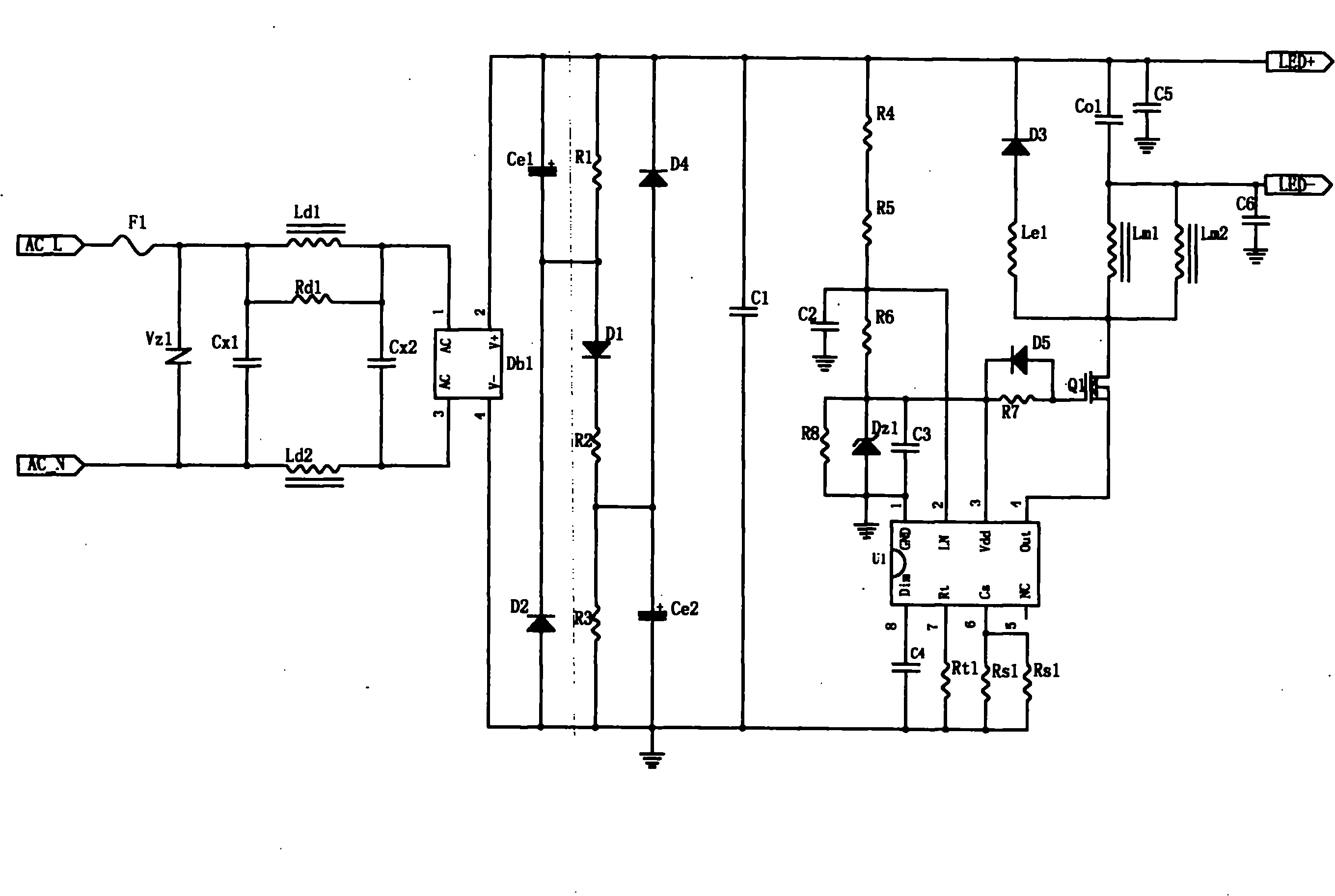 Daylight lamp constant current driving method and driving circuit thereof