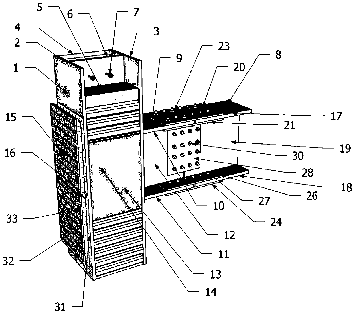 Partially prefabricated section steel-concrete combined column based on side plates and application of partially prefabricated section steel-concrete combined column