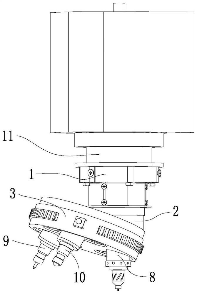 Convertible clamp with three cutters for ultrasonic milling, impacting and rolling