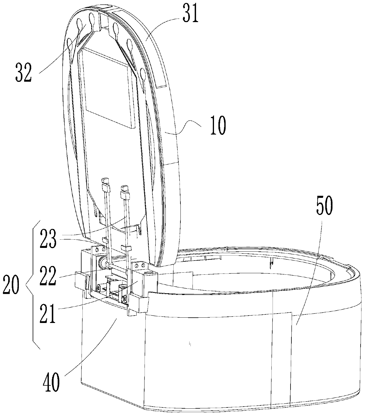 Cover opening/closure component with adjustable speed and control method and cooking electric appliance thereof