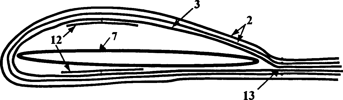 Wind machine's laminae made from composite material and preparation method