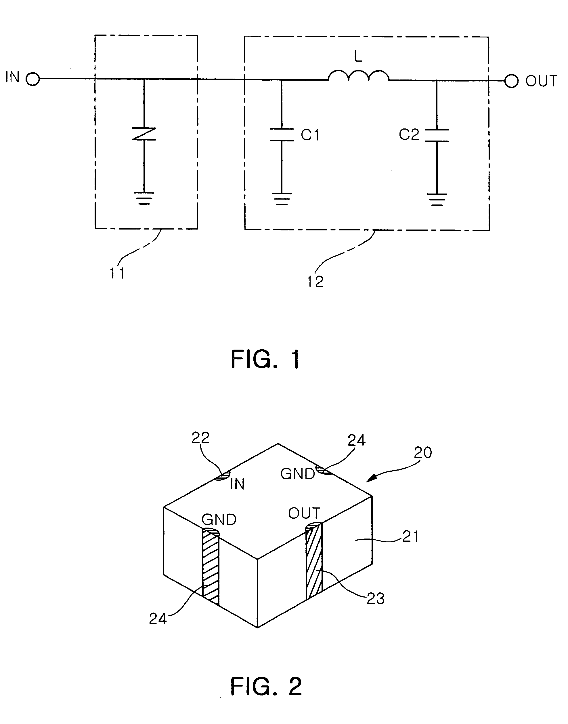 Combined varistor and LC filter device