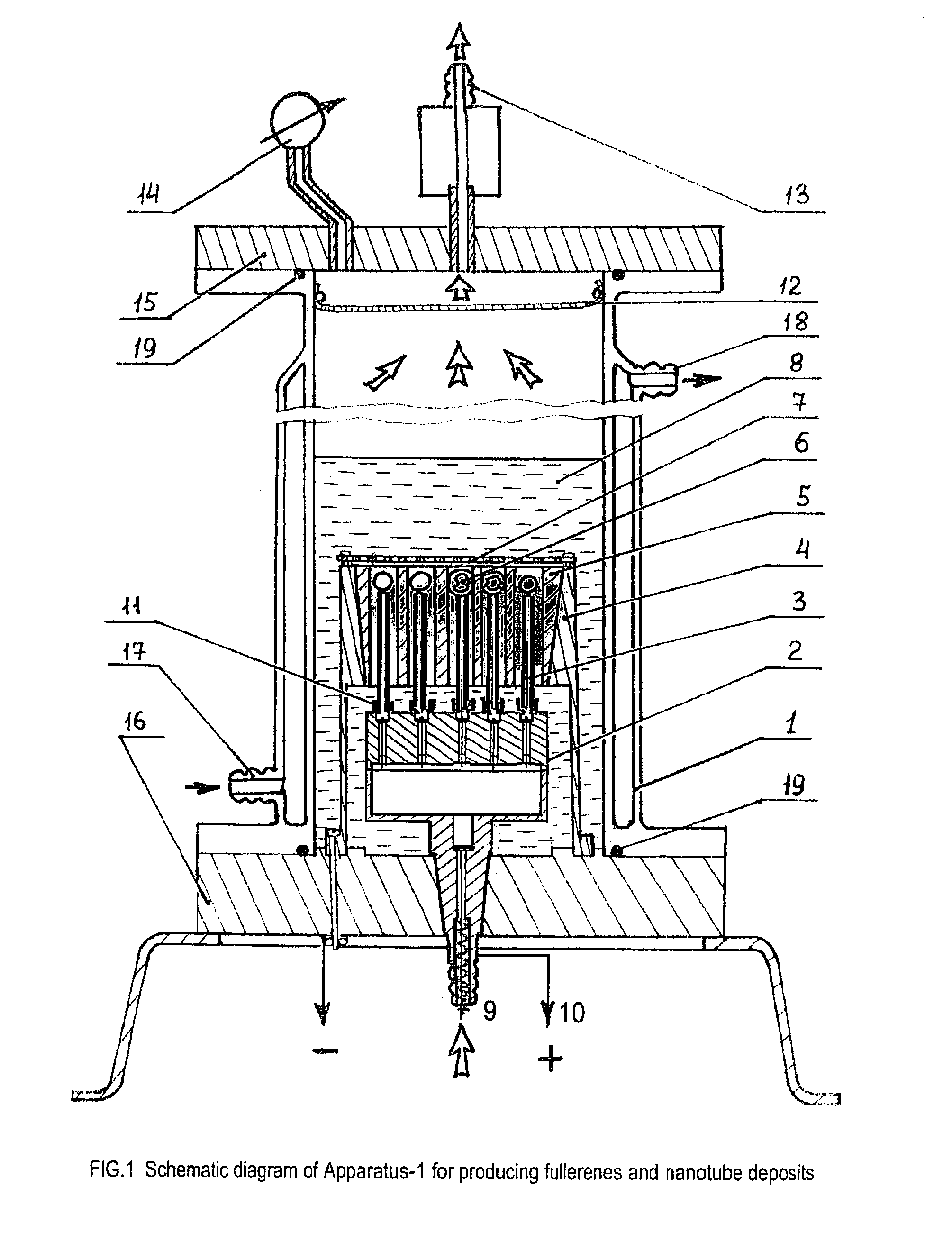 Method and device for producing higher fullerenes and nanotubes