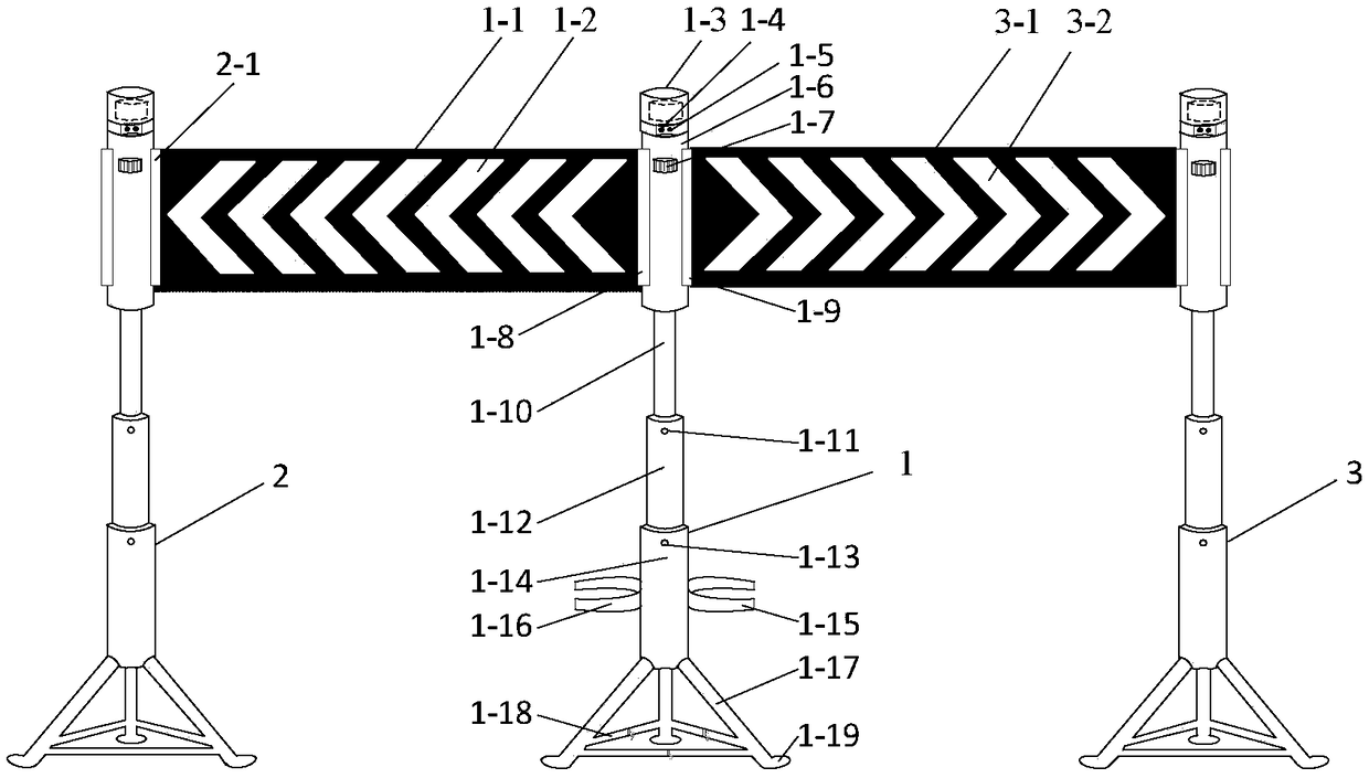 Portable emergency breakdown warning and guiding device and using method thereof