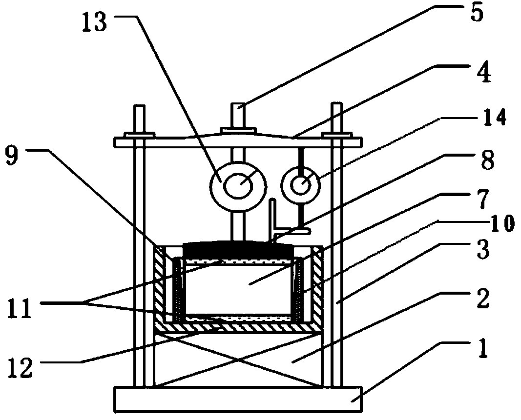 Portable one-dimensional stress relaxation testing device and testing method thereof