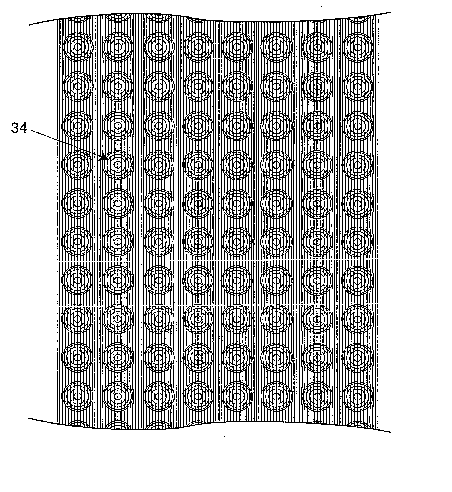 3-D fabric knitted stretch spacer material having molded domed patterns and method of making