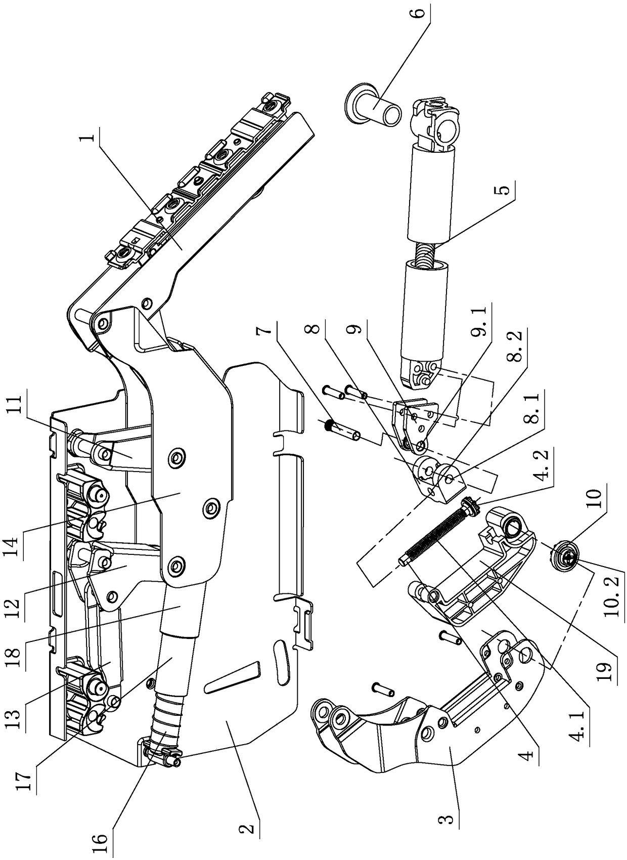 Flip linkage adjustment mechanism for furniture