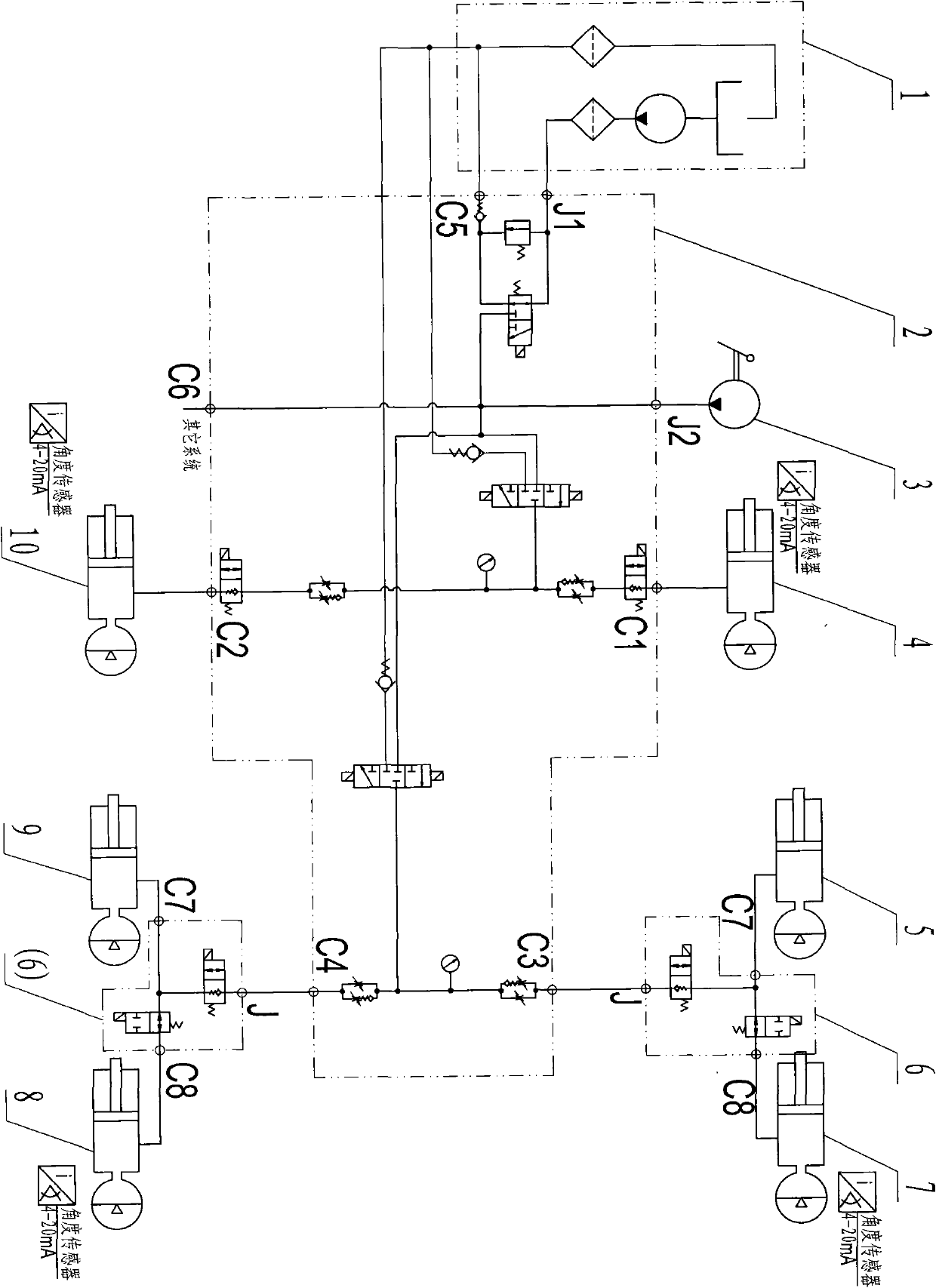 Car posture adjusting system of oil-gas suspension